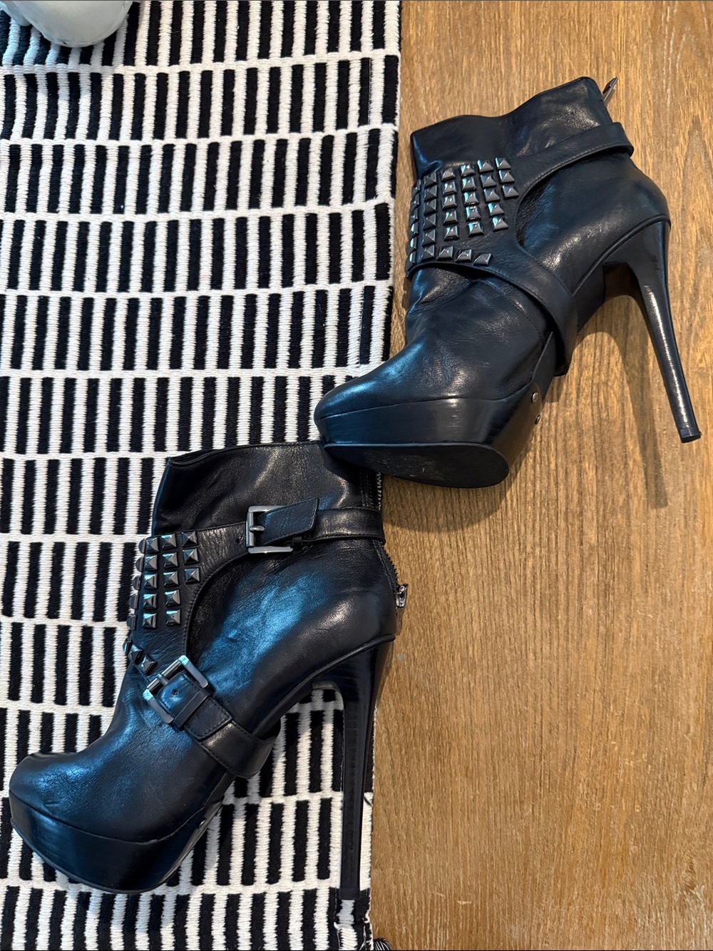 Michael Kors Black Studded Platform Ankle Boots